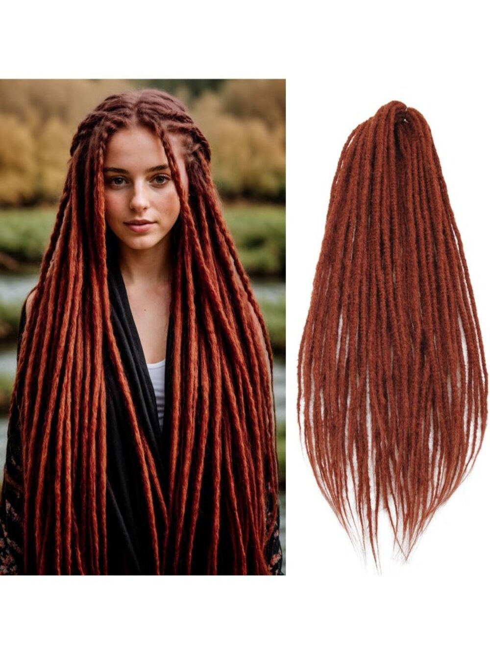 30" Handmade Dreadlock Extensions - Soft Crochet Hair Braids, 20 Strands, Hippie
